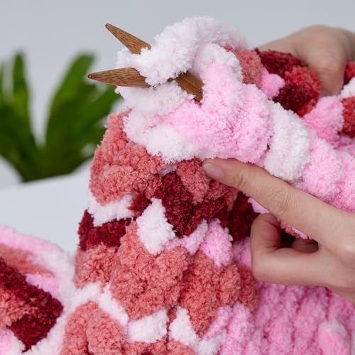 Bulky Chunky Yarn for Hand Knitting Blanket – #10 Jumbo Knitting Yarn, 1 Inch Thick Chenille Jumbo Yarn, No Knots Soft Machine Washable, Super Bulky Yarn 4 Pack for Crochet, Arm Knitting & Crafts