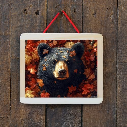 SVINOILER Paint by Number for Adults, Black Bear Among Autumn Leaves, Oil Painting for Beginner, DIY Acrylic Painting Kit for Room Decor Gift 16x20 Inch