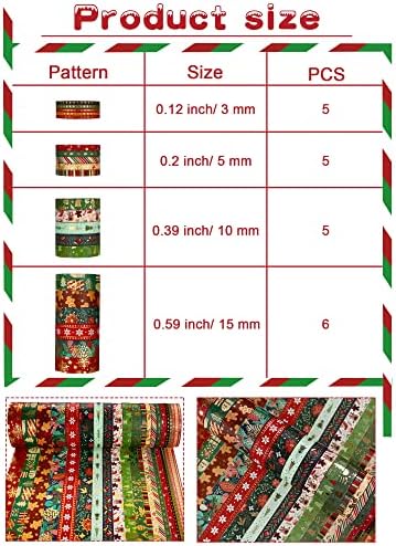 Outus 21 Rolls Christmas Gold Foil Holiday Washi Tape Decorative, Vintage