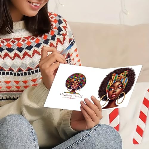 LSQFS 6Pcs Diamond Art Cards with Envelopes, DIY Kits for Birthday Festival