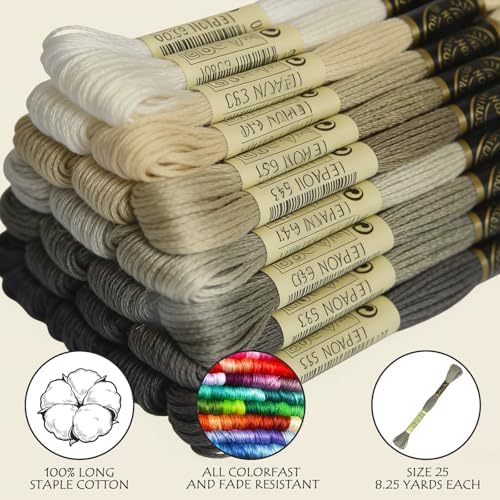 Embroidery Floss - Cross Stitch Threads - Friendship Bracelets Floss - Crafts Floss,14 Pack Gray Gradient