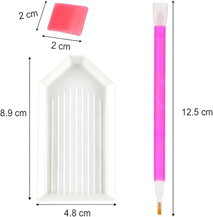 BinarySky Diamond Painting Tools Set (White-16) | Accessories with Pen, Glue Clay, and Plastic Trays for DIY Diamond Painting
