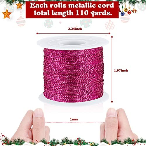 Shappy 440yards x 1mm Metallic Cord Tinsel Rope, Bright Multicolor