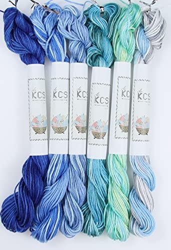 KCS Big skeins of 25 Meters Size 25 Color Variegated Cross Stitch Stranded Threads,6 skeins,19
