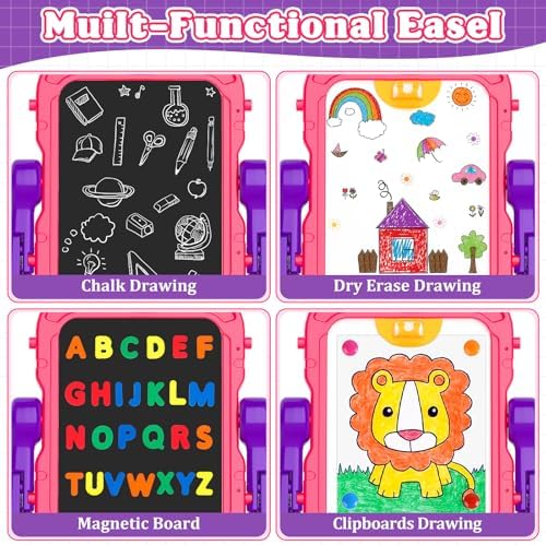 Easel for Kids,Double Sided Magnetic Drawing Painting Board | Toddler Art Easel Toys for 3 4 5 6 Year Old Girl Gifts for Birthday, Thanksgiving, Christmas & Holidays