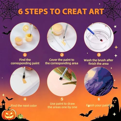Aestalrcus Halloween Paint by Numbers Kit for Adults, Witch, 16x16inch