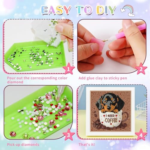 Dog Diamond Art Painting Kits for Kids with Frame Ages 4-8-12 (7x7 inch)