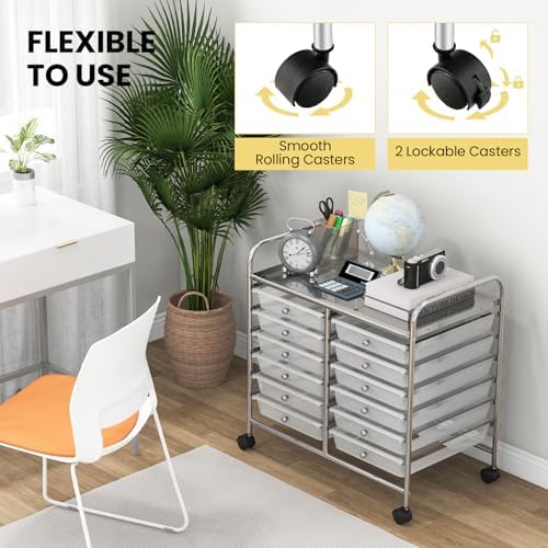 COSTWAY 12-Drawer Rolling Storage Cart, Utility Storage Organizer Cart
