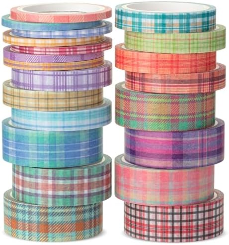 Mr. Pen- Washi Tape Set, 21 Rolls, Assorted Sizes, 5 Yards/Roll | Washi Tape for Scrapbook, Arts, Crafts, Journals and Planners, Plaid Design