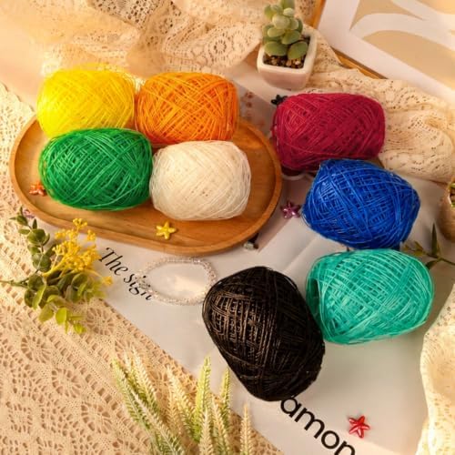 NICEEC 2 Skeins Polyester Plastic Yarn Hand-Knitted Yarn-11#Grass Green