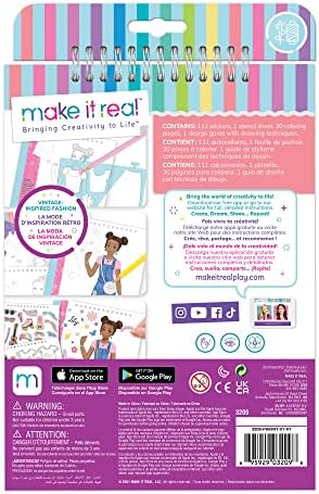 Make It Real - Fashion Design Sketchbook: Blooming Vibes - Kids Fashion Design Kit - Coloring Book for Girls 6-14