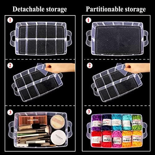 Bead Organizer 3 Tier 30 grid Stackable Craft Tackle Storage Container | Stackable 3-Tier Design, 30 Compartments, for Beads Washi Tape Toys Jewelry Beauty and Sewing Supplies