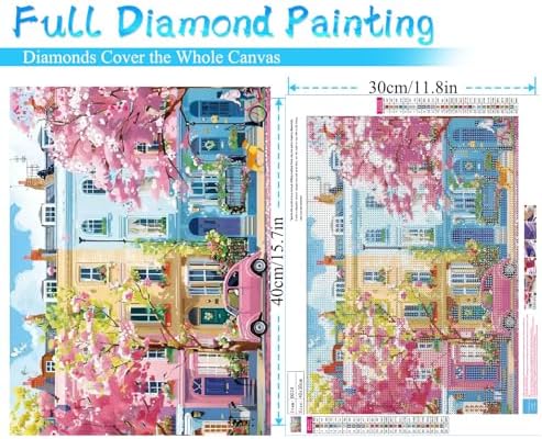 MRMIOOM 5D Diamond Art Kits for Adults, DIY Spring Streets Diamond Painting Dots Kits for Adults Beginner, City Scene Full Round Gem Crystal Art for Home Wall Decor 12x 16 in
