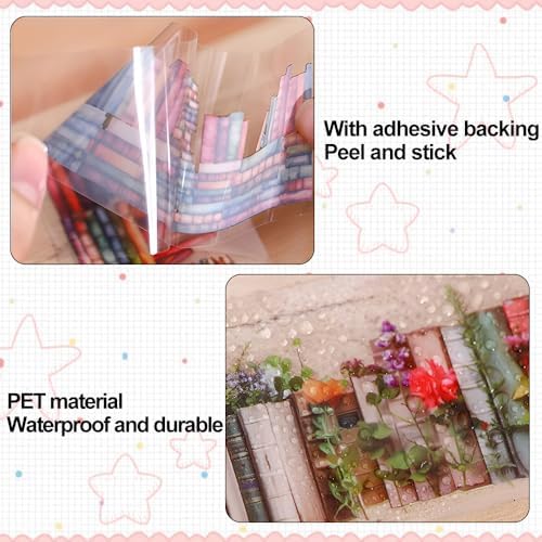3Pcs Vintage Washi Tape Set: Floral, Books, Plant, Butterfly, Bird Designs - PET Tape for Journaling, Scrapbooking, Gift Wrapping