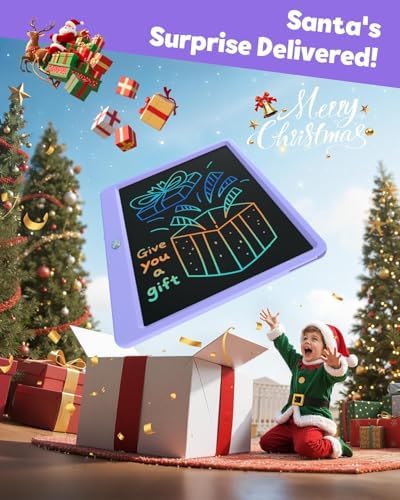 TEKFUN 12" LCD Writing Tablet for Kids Ages 3–8, Fun Drawing Tablet for Creative Play, Reusable Doodle Board for Boys & Girls, Great for Imagination, Travel & Everyday Fun (Purple)
