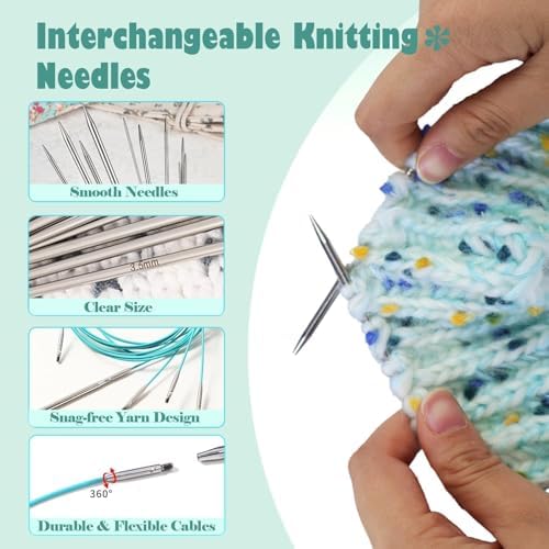 Yarniss Small Size Circular Knitting Needle with Rotating Cable 2.0~5.0mm