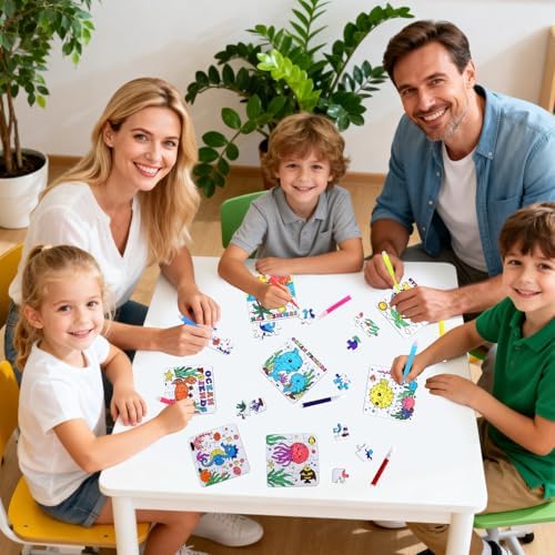 24 Set Summer Crafts for Kids Adults Bulk, Summer Activities DIY Puzzle with Ocean Mermaid Fish Starfish Animal, Camp Beach Arts Jigsaw Classroom Gifts, Under the Sea Theme Party Favors Coloring Games