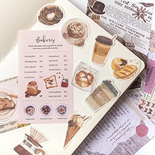 Aldieco 260pcs Vintage Scrapbooking Stickers Pack, DIY Retro Journaling Supplies Stickers kit,Scrapbook Paper Accessories,Coffee Scrap Book Washi Paper Stickers(nuanjushouji)