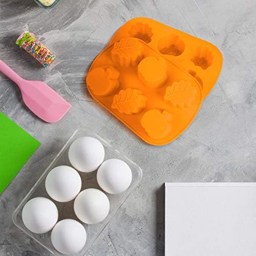 Patelai 2 Pcs Fall Silicone Molds, Pumpkin Maple Leaf, 3D, Orange