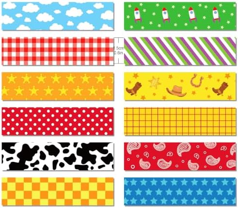 12 Rolls Cartoon Toy Washi Tape Set 15mm x 5m Decorative Masking Tapes Pack