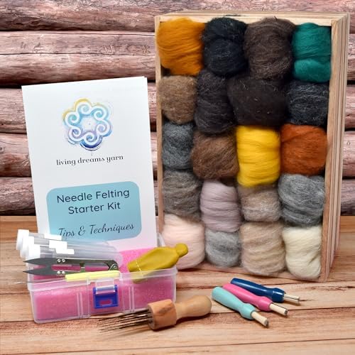 Living Dreams Yarn Needle Felting Premium Starter Kit, Animal Colors