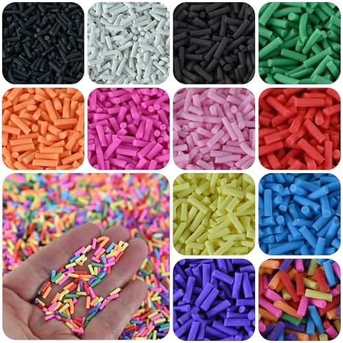 LIKETURE Fake Sprinkles 180g Non-edible Polymer Clay Sprinkles Faux Sprinkle Plastic Sprinkles for Craft Sprinkles Decoration for Resin Filler Slime Add ins Slime Mixed In Shaker Card (12 Bottles)