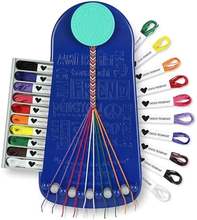Choose Friendship Bracelet Making Kit – 20 Pre-Cut Threads, Portable Loom with Storage, Makes 8 Bracelets, Craft Gift for Kids Ages 8+, Dark Blue “Blueberry”