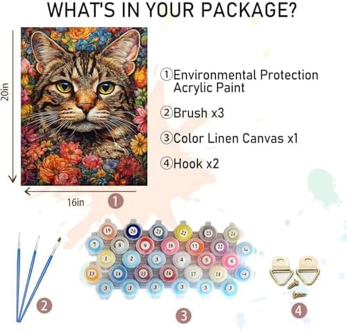 xackcme Paint by Numbers for Adults Cat - Cat Paint by Number on Canvas