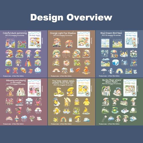 90 Pcs Rainy Day Animal Stickers for Scrapbooking and Journaling