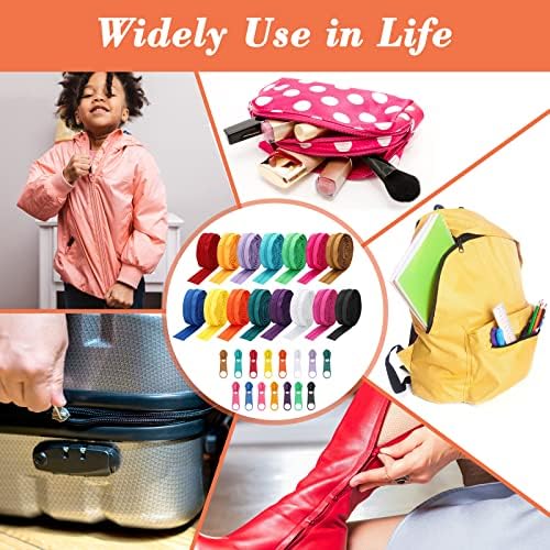 45 Yards 15 Colors #5 Nylon Coil Zippers with 90Pcs Pull Heads, Scissor, Ruler, Assorted Lengths Sewing Zipper for DIY Sewing Crafts Zipper Tape for Clothes, Bag, Purse Making Supplies Kit (Model 2)