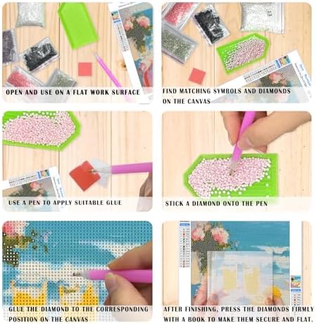 XUNLURY Summer Lemon Cocktail Diamond Art Kits 2 Pcs, Amalfi Coast Lemon Coastal Beach Diamond Painting Kits for Adults Beginners, Full Drill Diamonds Dots for Home Decor, 9.8x11.8 Inch