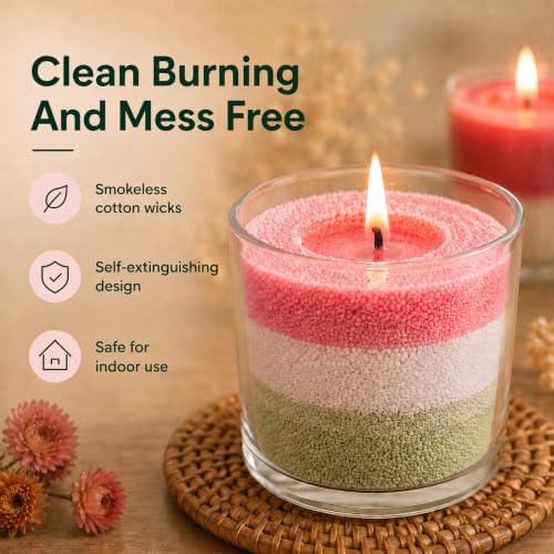 Blingfun 5 Color DIY Sand Wax Candle Making Kit – Refillable Pearled Wax with Candle Wicks, Scented Candle Supplies for Halloween, Christmas, Wedding, Home Decor (Sand Candle Craft Kit)
