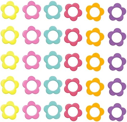 Hilsayum 30PCS Mini Size Stitch Markers Flower Shape Metal Stitch Markers Ring Multicolor Crochet Marker Knitting Weaving Tools