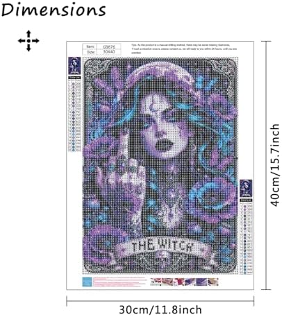 MBNTJHT Gothic Diamond Art Kits for Adults,Witch Tarot Diamond Painting Kit for Adult Beginners,5D DIY Full Drill Round Rhinestone Gem Art Crafts Painting Kit for Home Wall Decor 12X16 Inch.