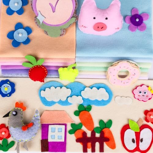 XSEINO 12 Rolls 8"x35" 1.4mm Thick Soft Felt Fabric Sheet 12 Assorted Pastel Garden Series Colors Felt Pack for DIY Craft Sewing Squares Nonwoven Patchwork