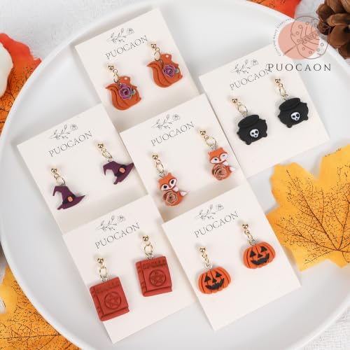 Puocaon Fall Halloween Polymer Clay Cutters for Jewelry Earring Making