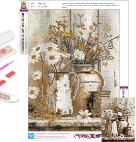 Axquilon Rustic Flowers Diamond Art Kits for Adults 12x16 inch