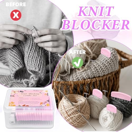 120 Pcs Knit Blocking Combs and Pins Set for Blocking Knitting Crochet