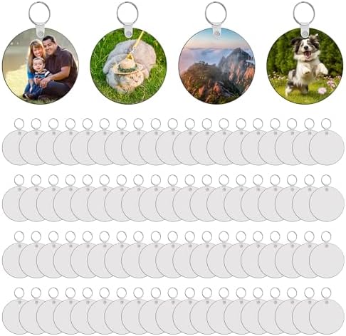 240Pcs Sublimation Keychain Blanks Double Sides 80 MDF Sublimation Keychains Blank with 160 Rings and Clips