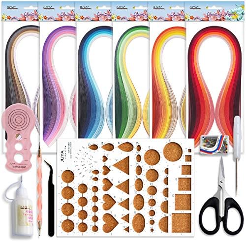 JUYA Paper Quilling Kit 30 Colors 600 Strips 8 Tools, Glue, Pink Set, 3mm