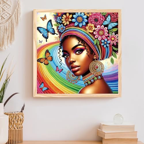 AiYuanzsh 5D Special Shaped Diamond Painting Kit - African American Woman Design, Unique Crystal Rhinestone Diamond Art Set for Beginners and Adults, Perfect for Home Wall Decor and Holiday Gifts