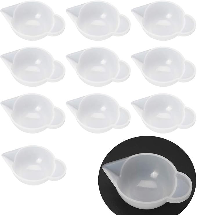 Luckycivia 10 Pcs Silicone Mold Cup Dispenser, Mini Measuring Cup, Color Modulation Tools for DIY Epoxy Resin Craft
