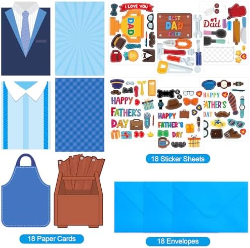 ceiba tree Father's Day Card Making Kits for Kids Happy Father's Day DIY Crafts Cards with Envelopes and Stickers 18Pcs Make Your Own Handmade Crafts Cards for Classroom School Activities