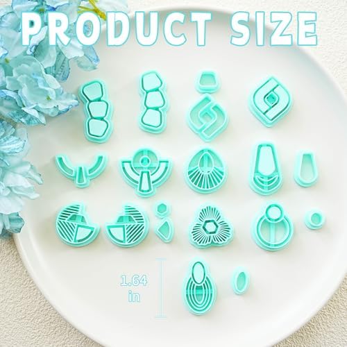 Tainsky 18 Shapes Embedded Polymer Clay Cutters - Gem Clay Jewelry Making Tools, Earring Cutters (A)