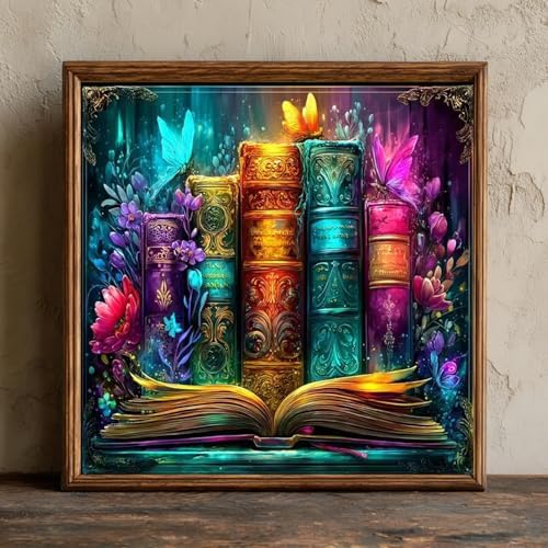 CRZMODE Magical Book Paint by Numbers Kit for Adults, Book Paint by Numbers for Adults, Acrylic Painting Crafts for Home Decor Gift (16x16inch)