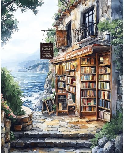 Dawnsphere Bookshop Paint by Numbers Kit for Adults Without Frame 16x20 in