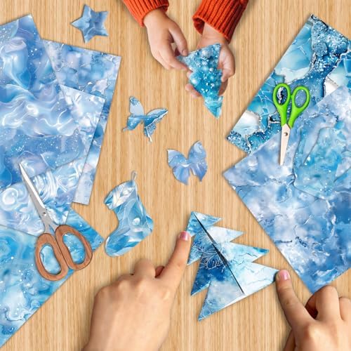 Blue Aesthetic Scrapbook Paper Pad, 24 Sheets 6 x 6 Inch Patterned Designed Wedding Decorative Decoupage for Card Making Folded Supplies Gift Wrapping Journals DIY Crafts Photo Album