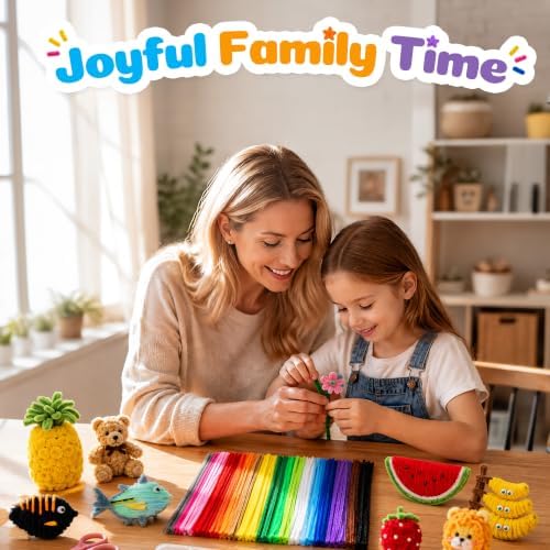 Caydo 200PCS Thick Pipe Cleaners Craft, 20 Colors Chenille Stems