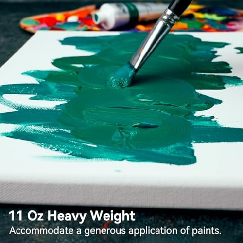 PHOENIX 11x14 Inch 4 Pack Artist Canvas - Stretched Canvases for Painting - 3/4 Inch Profile, 100% Cotton 11 Oz. Gesso Primed White Blank Professional Canvas Oil & Acrylic Paints