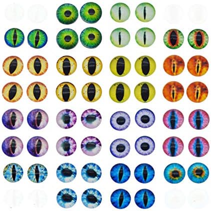 Julie Wang 20pcs Mixed Style Dragon Eyes Glass Cabochon Dome for Adult Crafts Making Jewelry Cameo Pendant Settings 25mm